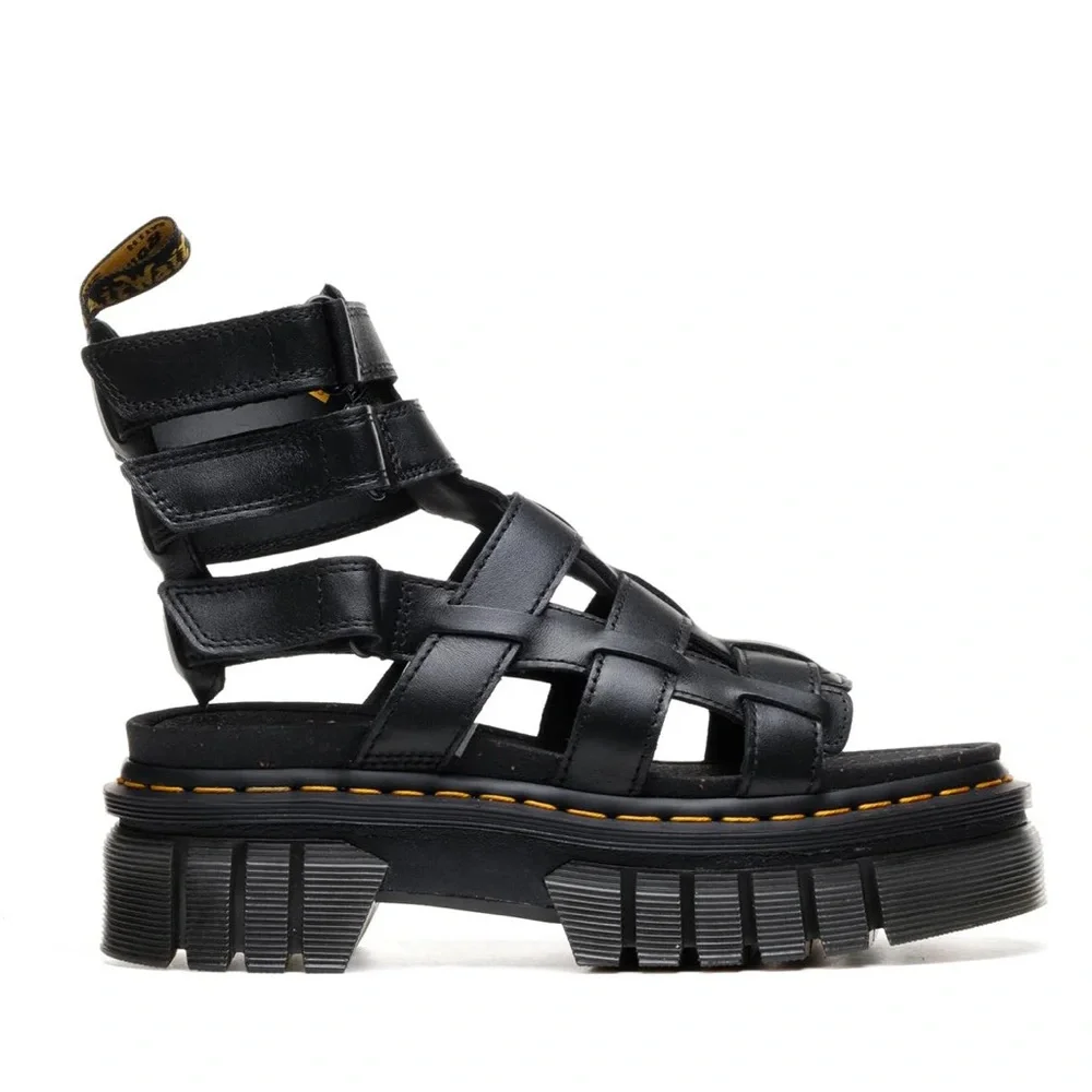 Dr. Martens Black Leather Platform Cage Sandals